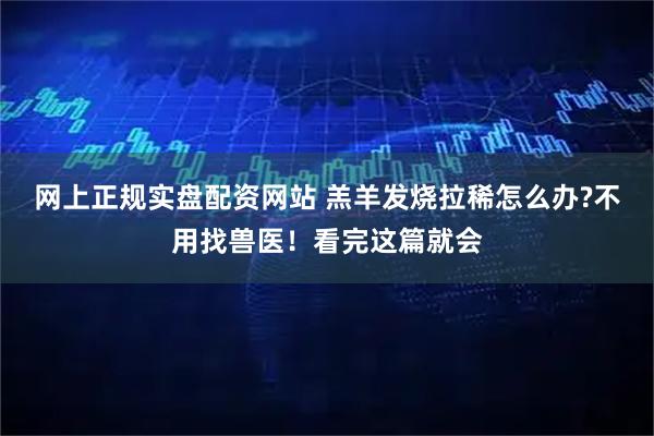 网上正规实盘配资网站 羔羊发烧拉稀怎么办?不用找兽医！看完这篇就会