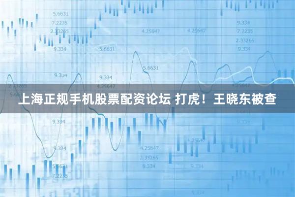 上海正规手机股票配资论坛 打虎！王晓东被查